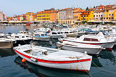 Boats in old town of Rovinj