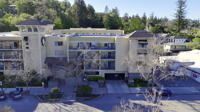 Panoramic Aerial View of Modern Apartment Building in Los Gatos