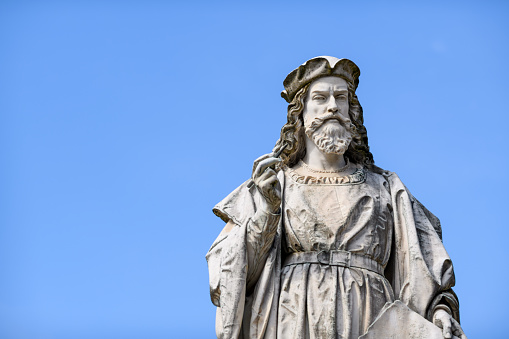 Statue of Gaudenzio Ferrari, Painter and Sculptor, Varallo, Piedmont, Italy