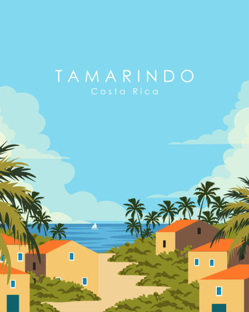 tamarindo costa rica reiseposter, reisekarte - corcovado stock-grafiken, -clipart, -cartoons und -symbole