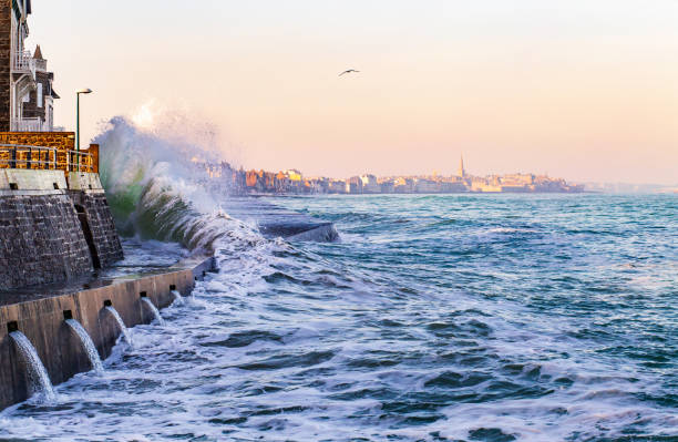 istock Agitated sea during high tides in Saint-Malo 2096032492