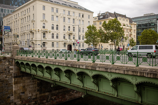 Bridge with traffic in Vienna, Austria.