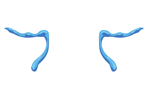 Cartoon tear drops icon. Sorrow cry streams, tear blob. Crying fluid, falling blue water drops. Isolated vector for sorrowful character weeping expression. Wet grief droplets.