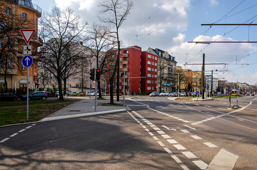 Berlin, Germany, March 6, 2024: the junction of Alt Moabit and Invalidenstrasse on a sunny day