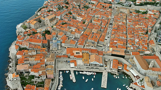 Aerial view of Dubrovnik, city in southern Croatia coast of Adriatic Sea, Europe