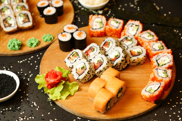 istock Assorted Sushi Platter With a Variety of Sushi Rolls 2096129962