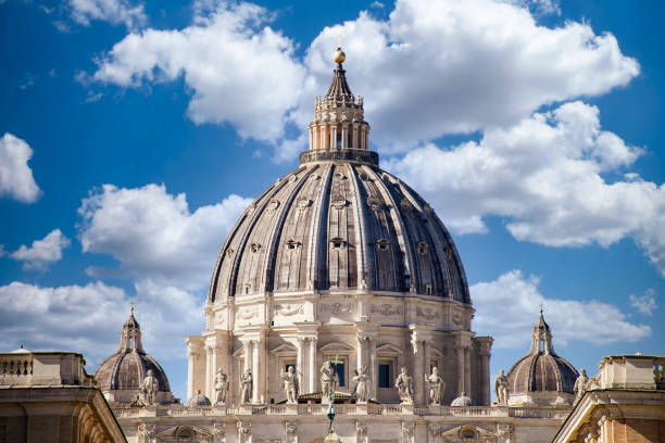 Rome, Italy - December 19, 2019: Detail of  Petersdom  in Rome, Italy.