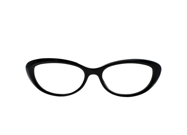 istock Front view of a pair of cat eye shape glasses with a black frame 2096150819