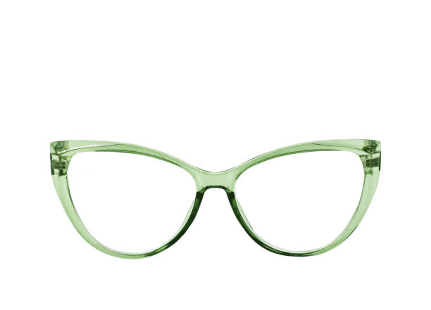 istock Front view of a pair of glasses with a light green frame  frame 2096151326