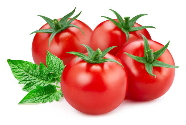 istock Ripe tomato with leaves clipping path 2096240405
