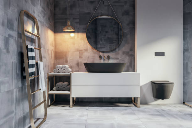 istock Bright light marble hotel style bathroom interior. Interior designs concept. 3D Rendering. 2096244096
