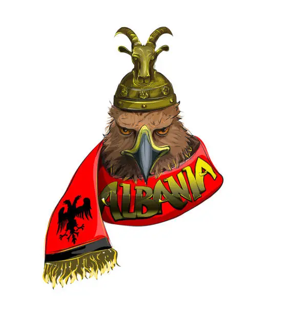 Vector illustration of Eagle head Albania symbol
