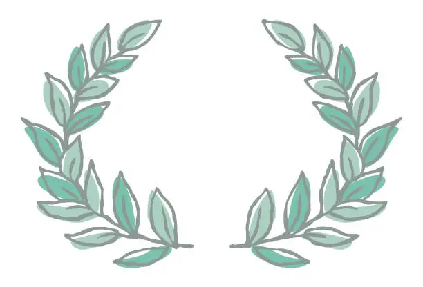 Vector illustration of Frame of laurel leaves Hand-drawn line drawing