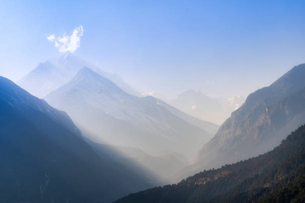 A view of the Himalaya Mountains in the Morning Light.