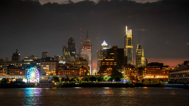 The beautiful Philadelphia City skyline at Sunset: Philadelphia, Pennsylvania - August 27, 2022.