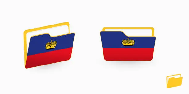 Vector illustration of Liechtenstein flag on two type of folder icon.