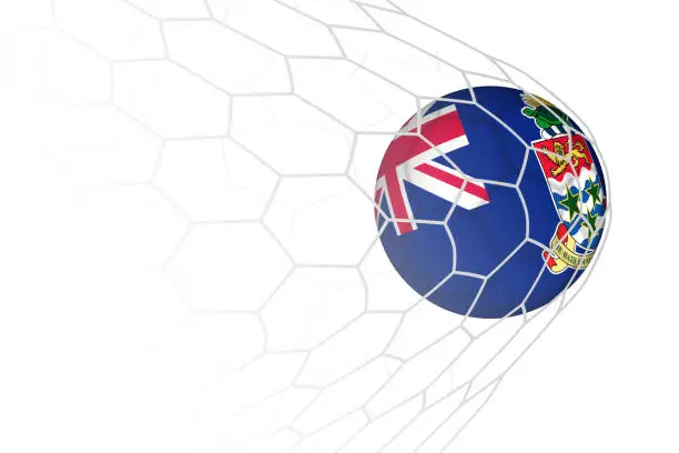 Vector illustration of Cayman Islands flag soccer ball in net.