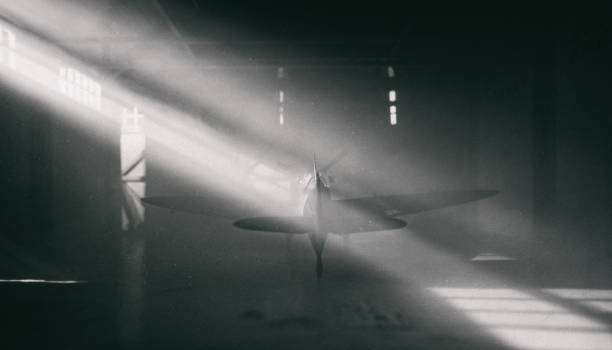 istock Silver Supermarine Spitfire In Aircraft Hangar (Scale Model Photography) 2096327539