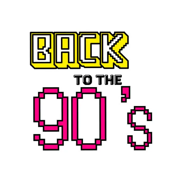 Vector illustration of Back to the 90's. Design in 1990s Style.