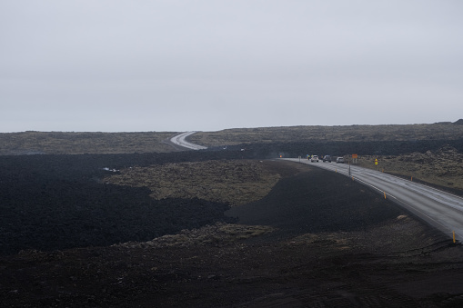 On the first night of the March eruption the road to Grindavik was over run by lava