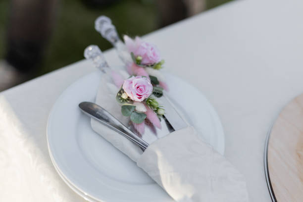 Beautifully decorated table for a wedding event outdoors