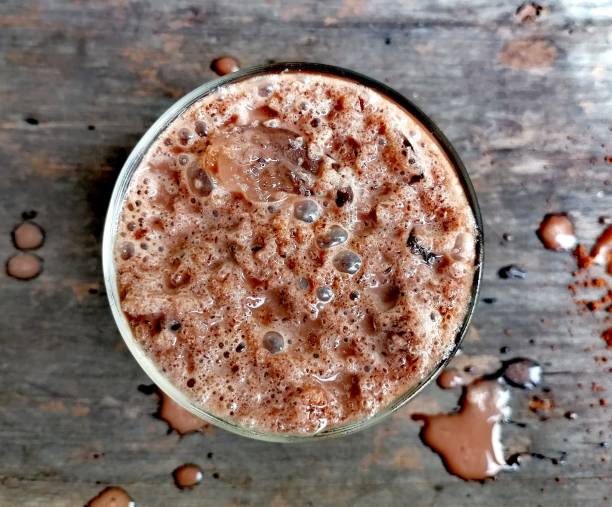 istock Iced chocolate drink on wood background 2096388255
