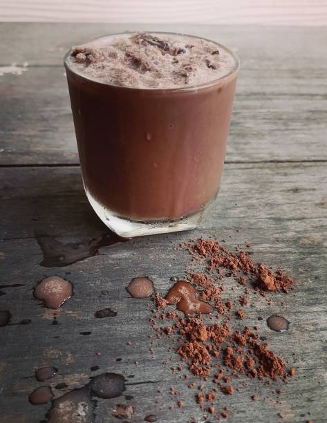istock Iced chocolate drink on wood background 2096388601