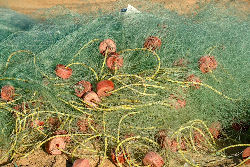 Some fishing net in punta lobos beach, baja california sur mexico