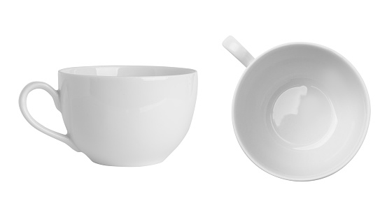 Set.White mug on empty background