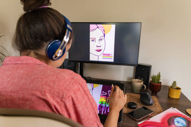 istock Female Graphic Artist on iPad 2096397623