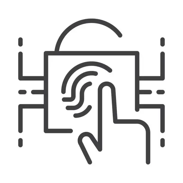 Vector illustration of Fingerprint Icon, Tap Symbol, Hand Click Icon, Recognition Logo