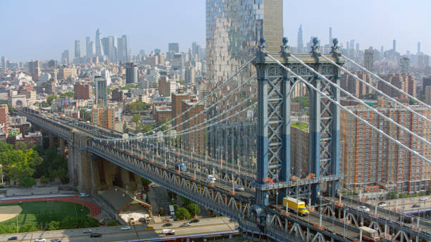istock View of Manhattan Bridge surrounded by city 2096407604