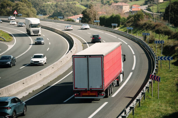istock Semi truck on a highway 2096411404