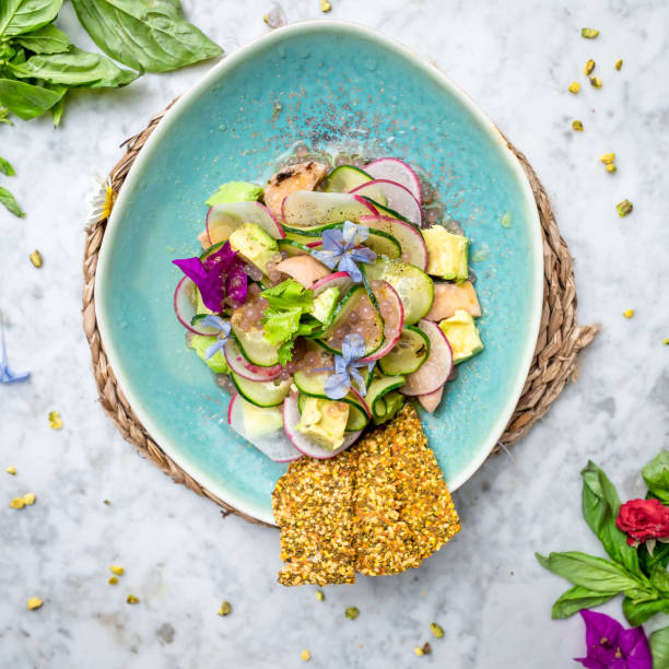 Colorful salad in a bowl with fresh ingredients