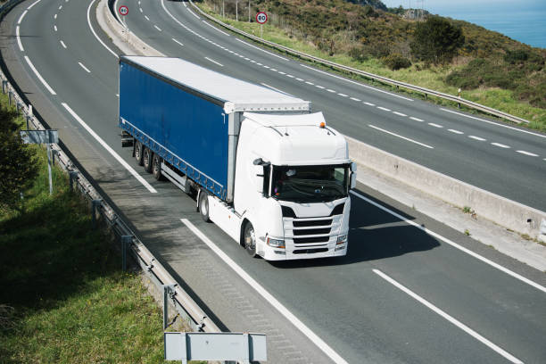 istock Semi truck on a highway 2096415743
