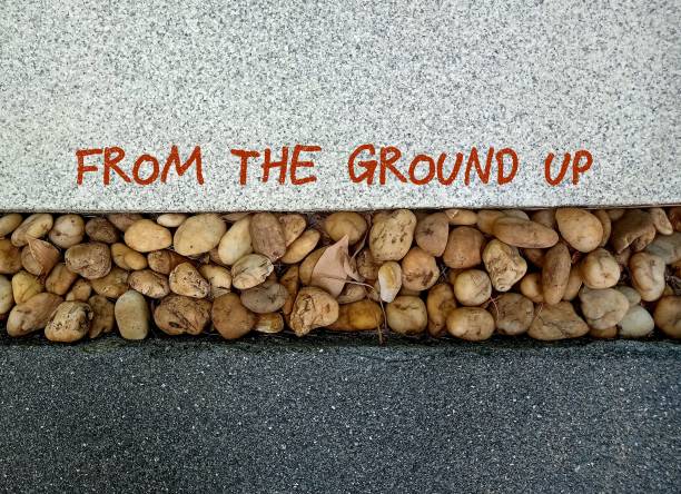 istock Garden ground with text FROM THE GROUND UP , concept of start doing or learning from the very beginning, start from scratch, start business from the basic or foundation 2096422678