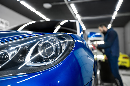 Detailing of the car - Protection of the front headlights with insulating tape