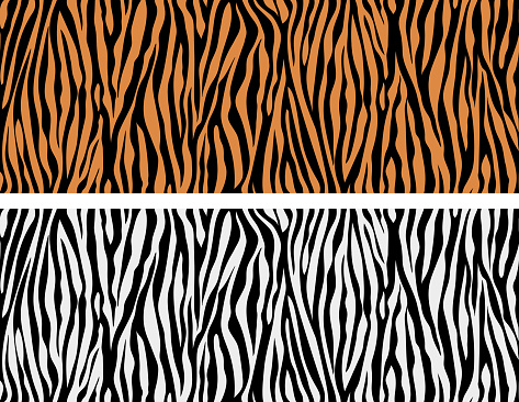 Zebra or Tiger Skin vector Seamless Pattern. Ideal for printing on fabric, wrapping paper and wallpaper