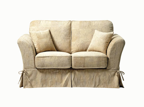 istock Contemporary sofa with floral pattern isolated on white background 2096466622