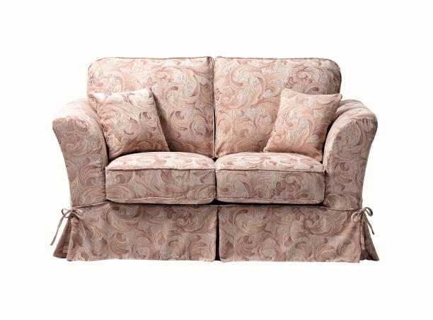 istock Contemporary sofa with floral pattern isolated on white background 2096466648