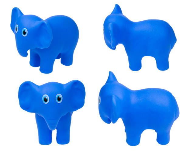 Toy for the bathroom on a white background, blue elephant.