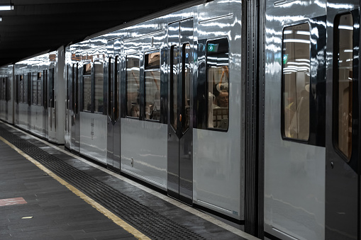 Oslo, Norway - June 17 2023: Oslo subway train ready to depart.