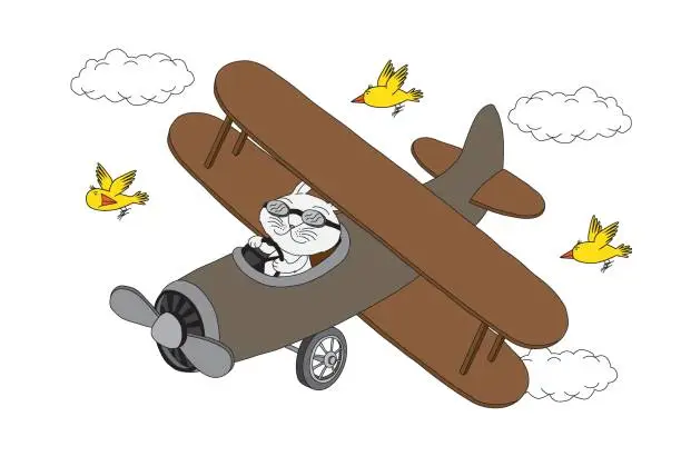 Vector illustration of Bunny in an Airplane