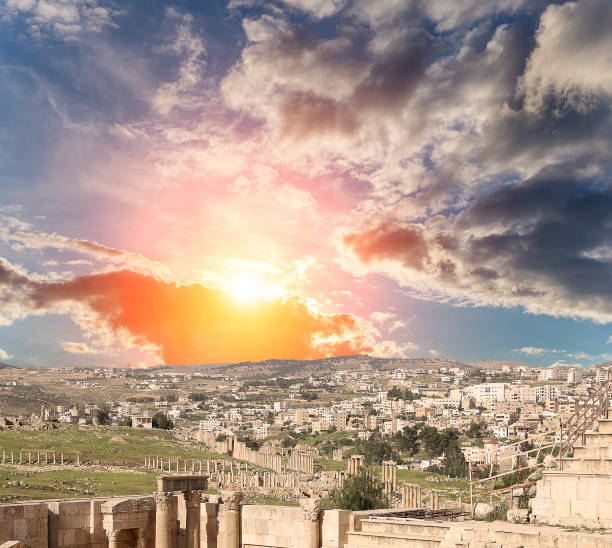 istock Roman ruins (against the clouds), Jerash (Gerasa of Antiquity), Jordan 2096523756