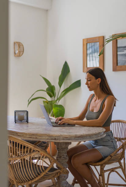 istock Young woman works remotely from home 2096573962