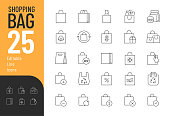 Shopping Bag Line Editable Icons set.