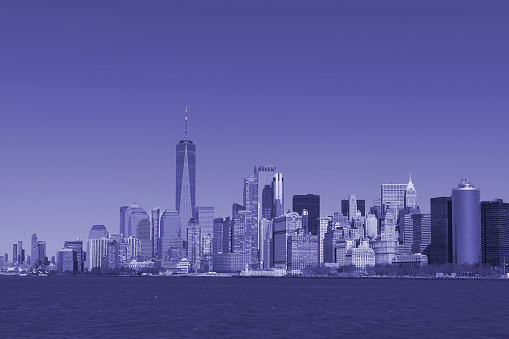 Manhattan skyline from the Liberty Ferry towards Wall Street.