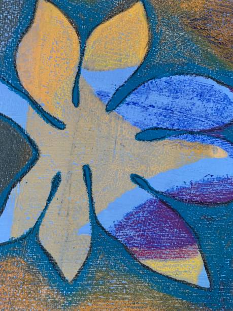 istock Japonica leaf print in blue and yellow 2096603691