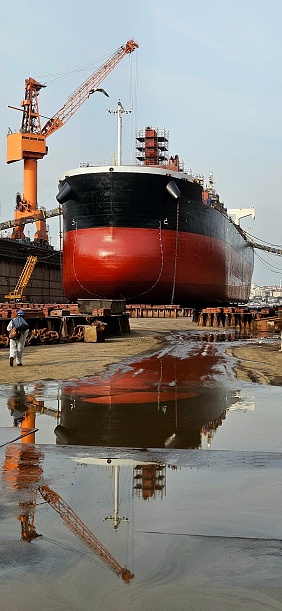 A big ship during Docking