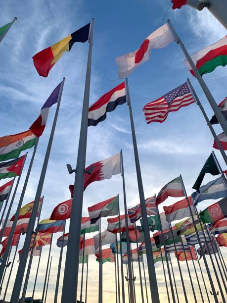 istock Flags of the world in the sunset 2096649640